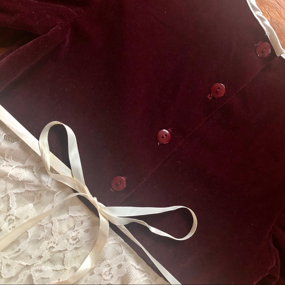 EUC VTG 90s / Y2K Formal Girl’s Velvet & Lace Christmas Holiday Party Dress - Picture 7 of 9